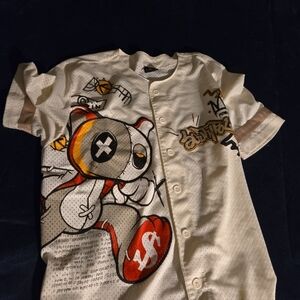 Southpole Authentic Collection Standard Issue Cream Graphic Baseball Jersey Sz L